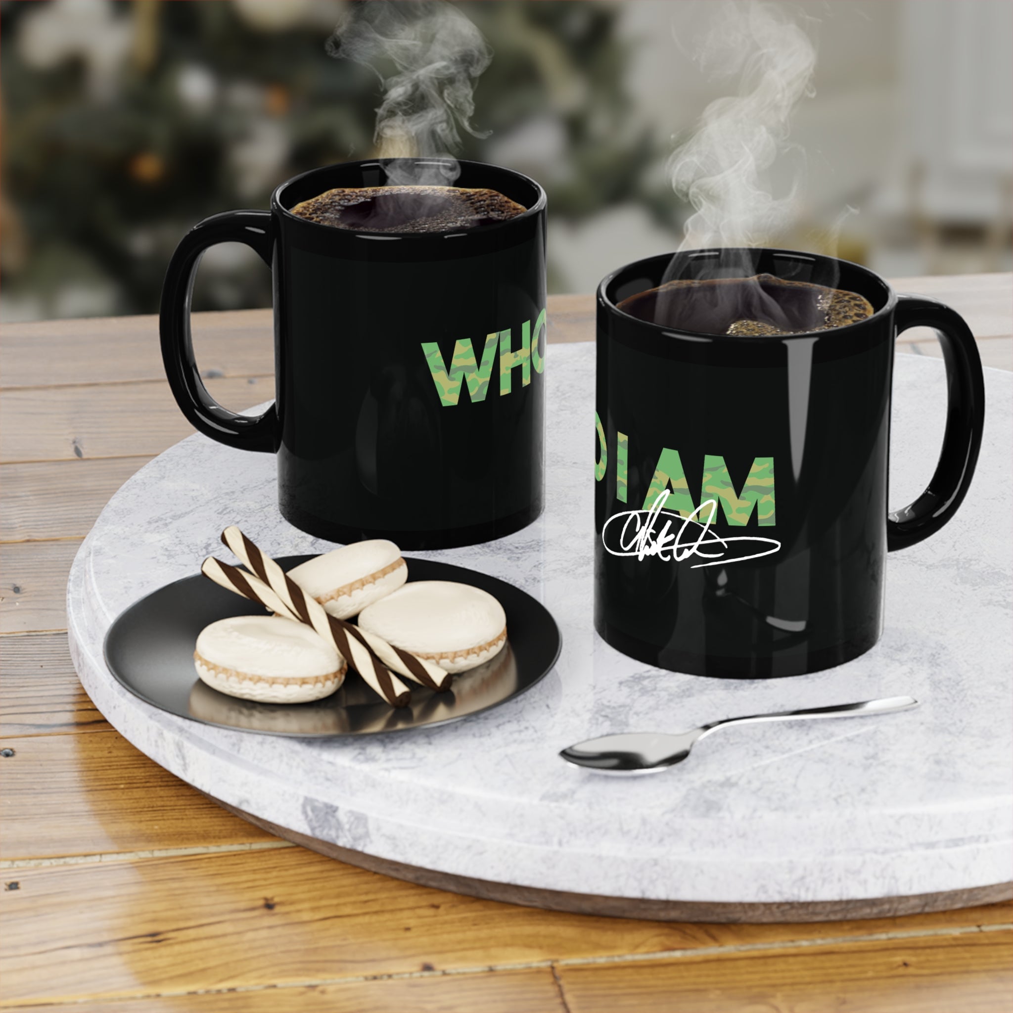 Who I Am Camo Logo Mug