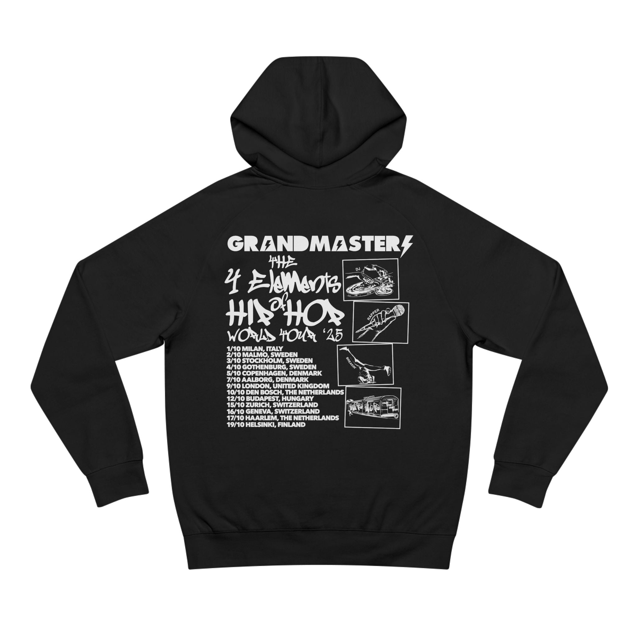 Grandmaster Flash – “4 Elements of Hip Hop” European + UK Tour 2025 Hoodie (Limited Edition)