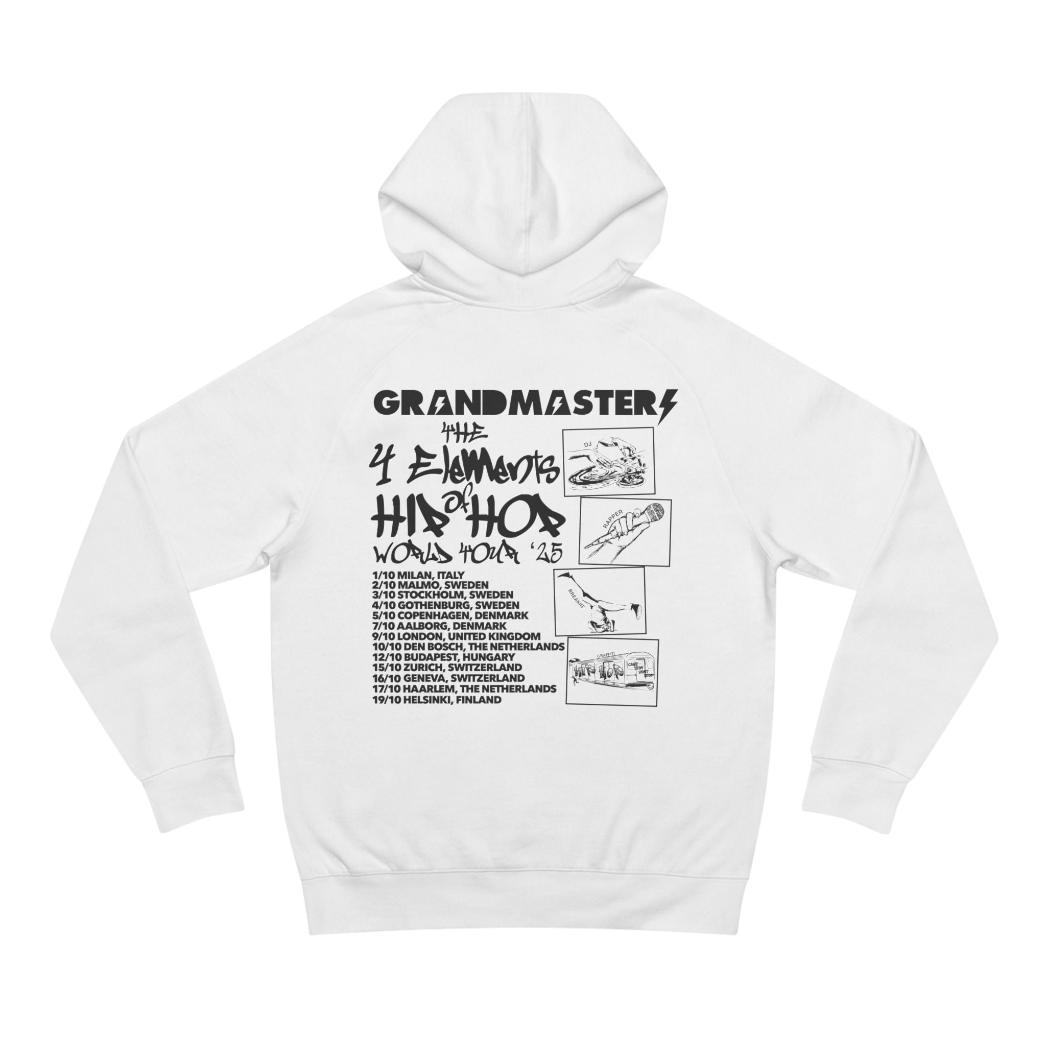 Grandmaster Flash – “4 Elements of Hip Hop” European + UK Tour 2025 Hoodie (Limited Edition)