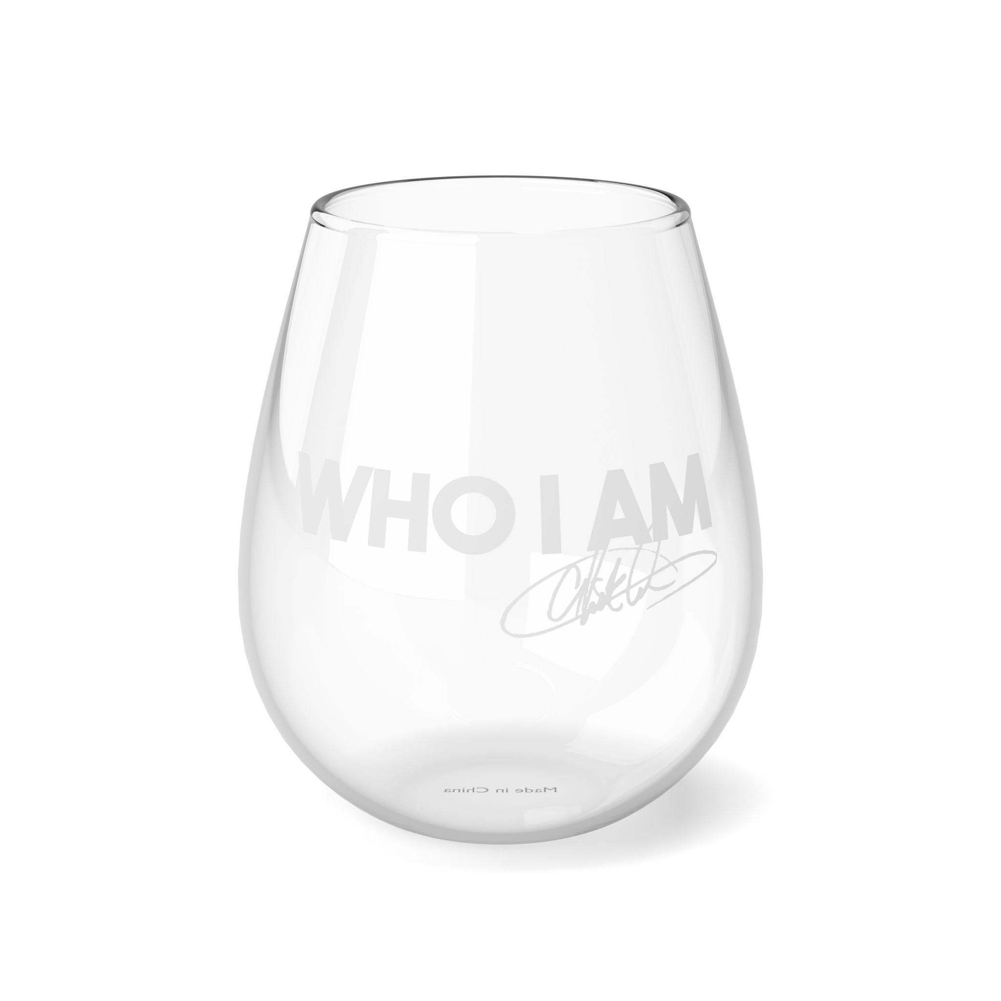 Who I Am Stemless Wine Glass